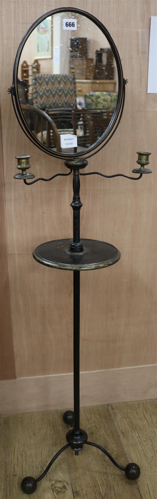 A 19th century French painted metal shaving stand, H.130cm